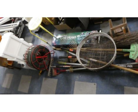 A Collection of Garden Tools, Heaters, Hoes etc