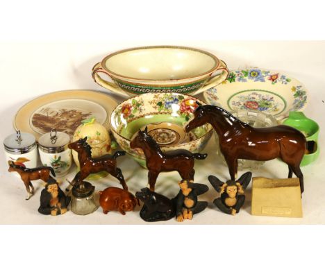 A collection of ceramics, to include Wedgewood Peter Rabbit and Royal Doulton Bunnykins, Royal Worcester coddlers, Beswick ho