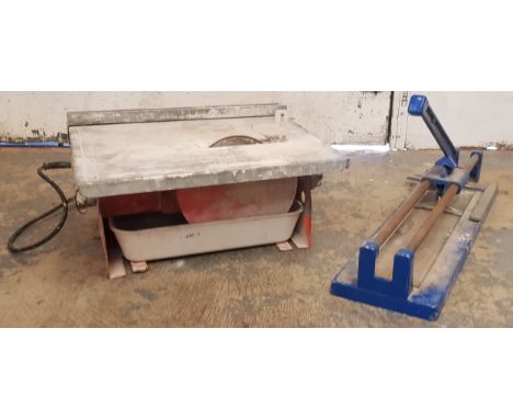 A collection of hand power tools and others, to include, a Ferm TZ-700 electric 240v tile cutter, together with a manual exam