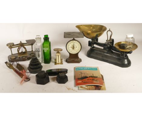A collection of early 20th century and later sets of scales &amp; weights, to include postal letter scales, a Salter No14 let
