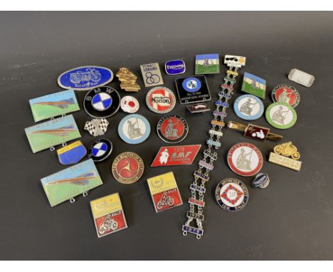 A selection of enamel lapel badges including Peterborough Rally, Britannia Rally etc.