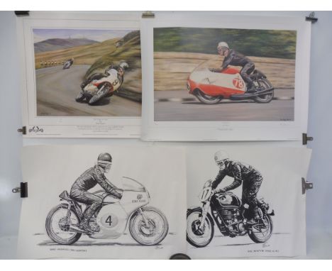 A quantity of 1990s motorcycle prints.