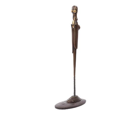 WUNDERLICH, PAUL (1927-2010) "Stufenpyramidenstele" 1994 Bronze, braun patiniert, teilweise poliert, stempelsigniert, Gießers