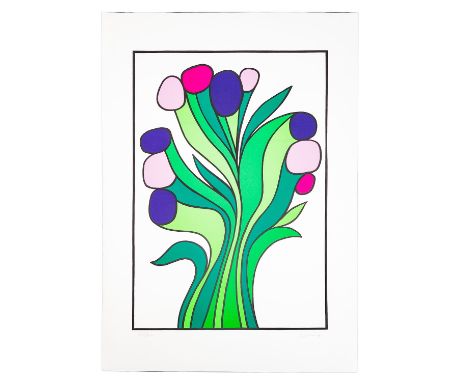 LENICA, JAN (1928-2001), „Blumenstrauß in Violett“, Farbserigrafie, im unteren Teil handschriftlich sign. und num. „Lenica / 