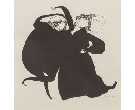 DEGENHARDT, GERTRUDE (1940) "Tanzendes Paar" Lithographie, sig., HxB: 28/27 cm. Rahmen, HxB: 52/43 cm. | DEGENHARDT, GERTRUDE