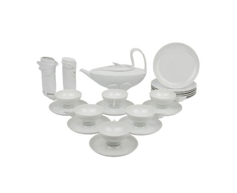 WUNDERLICH, PAUL (1927-2010), Teeservice „Leda“, für sechs Personen, Weißporzellan, Rosenthal (limitierte Kunstreihen), auf 5