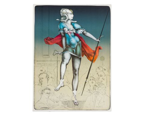 WUNDERLICH, PAUL (1927-2010), „Minerva“, Farblithografie, im unteren teil handschriftlich signiert und nummeriert „41/100“. H
