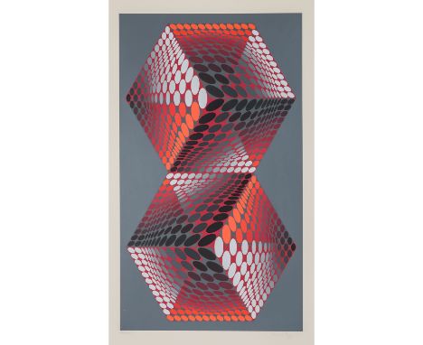 VASARELY, VICTOR (1906-1997) "Bi-Tupa" 1974-1976 Serigraphie, Ed. 116 / 225, signiert unten rechts, HxB: 115 x 71 cm. Rahmen,