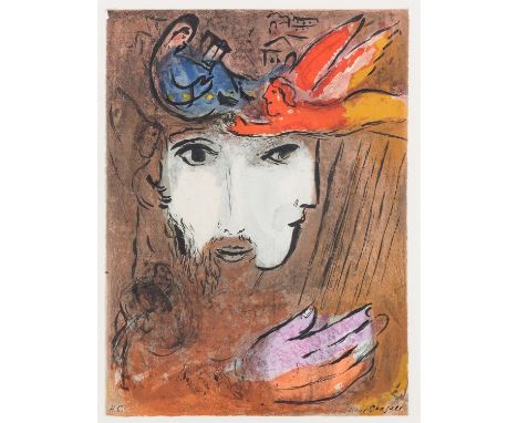 CHAGALL, MARC (1887-1985) "David und Bathseba" 1956 Farblithographie aus Revue Verve Nr. 33/34, Signiert "Marc Chagall" unten