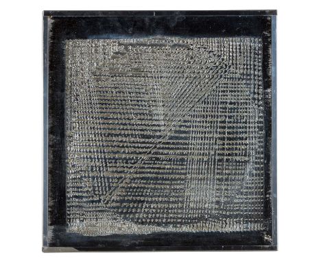 MACK, HEINZ (1931), Lichtrelief "Terra argenta et Äquator", 1970 Aluminiumprägung auf Holz, rückseitig auf dem Holz signiert,
