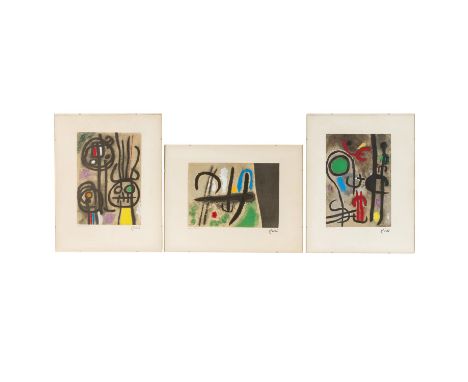 MIRO, JOAN, 1893-1983, (NACH) "Cartones" 1965 Lithographie/Pochoir, in der Platte signiert, Ex.1300/2000, Ex. 756/2000, Ex. 1