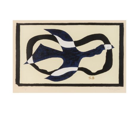 BRAQUE, GEORGES (1882-1963) "L'Oiseau traversant le nuage" 1957 Farblithographie, handsigniert und nummeriert 34/75, Platte m