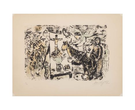 CHAGALL, MARC (1887-1985) "Artiste et thèmes bibliques" 1974 Farblithographie auf Arches, mit Bleistift signiert, nummeriert 