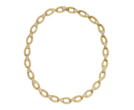 BOUCHERON: DIAMOND-SET 'SERPENT BOHÈME' NECKLACE/BRACELET COMBINATIONComposed of textured oval links alternating with pear-sh