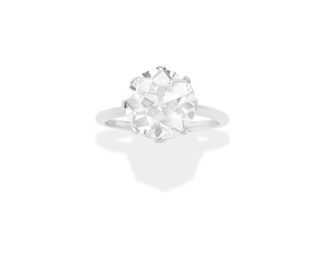DIAMOND SINGLE-STONE RINGThe old brilliant-cut diamond weighing 3.83 carats, ring size K½For further information on this lot 