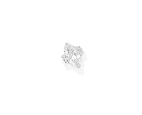 DIAMOND RINGThe old marquise-cut diamond, weighing 12.85 carats, the openwork band with fleur-de-lys detail, set with single-