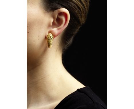 ZOLOTAS: RAMS HEAD EARCLIPSEach designed as a textured ram's head, signed Zolotas, length 3.0cmFootnotes:A Selection of Jewel