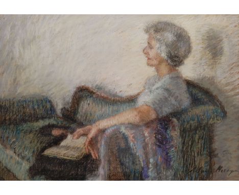 Sonia Mervyn (British 1893-1977): 'Eilleen' - Lady Reading on a Chaise Longue, pastel signed, titled on label verso 37cm x 53