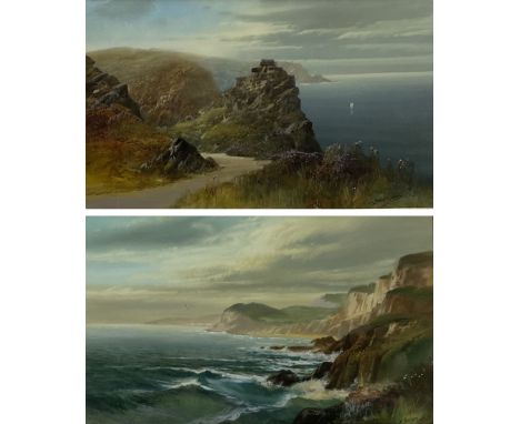 John Shapland (British 1865-1929): 'Castle Rock Lynton' and 'Lulworth Cove West', pair watercolours signed, titled on the ori