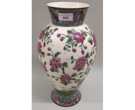 Zsolnay red rose decorated baluster form vase, 36cm highVarious areas of restoration and crazing as shown in photos. 