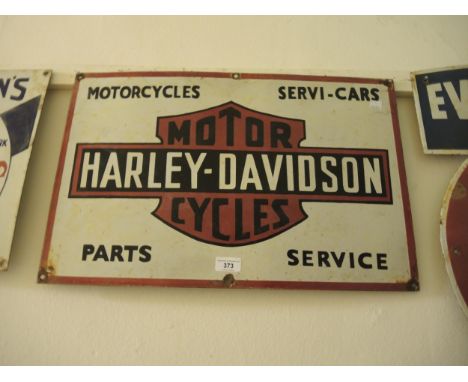 Reproduction enamel sign, ' Harley-Davidson Cycles ', 39 x 59cm 