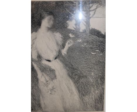 Ernest Joseph Laurent, lithograph, ' Soir d' Octobre ', 1898, 34 x 25cm, in an ebonised frame 