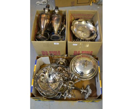 Pair of silver plated table lamp bases and a quantity of other various silver plated items and flatware 