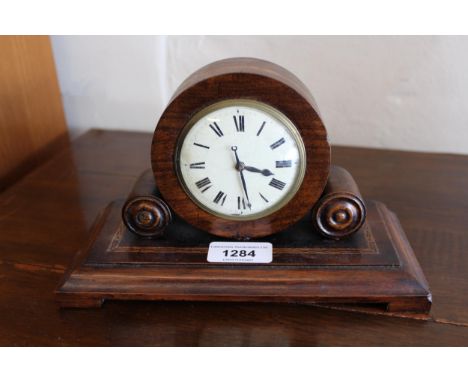 Rosewood inlaid mantel clock having early 19th Century watch movement by Henry Massy, London and an oak dome topped two train