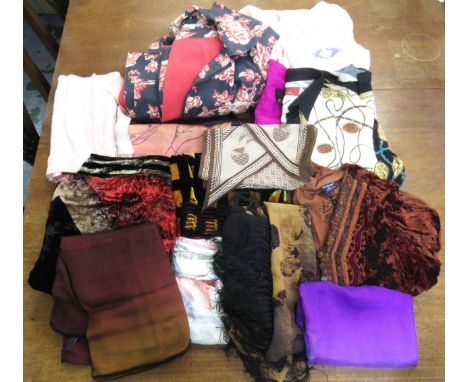 Box containing a quantity of various ladies vintage clothing including a Mary Quant scarf 