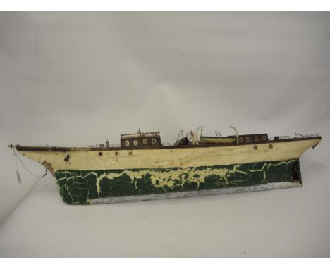 Early 20th Century scratch built model of a copper hulled boat (for restoration), possibly Bassett Lowke, 104cm wideThe item 