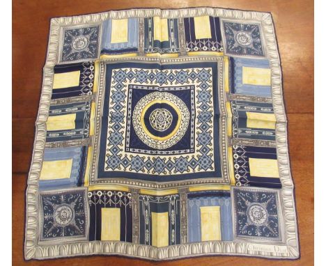 Christian Dior, silk scarf, 76cm square and another, smallerBoth need cleaning and have some marks and stains 
