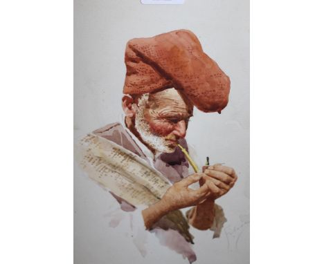 Giovanni Filosa, signed watercolour, portrait of an Italian gentleman, 37 x 25cm 