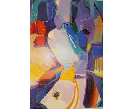 Ali Golkar, signed & Limited Edition, Serigraph ' Blue Serenade II ', 110 x 77cm 