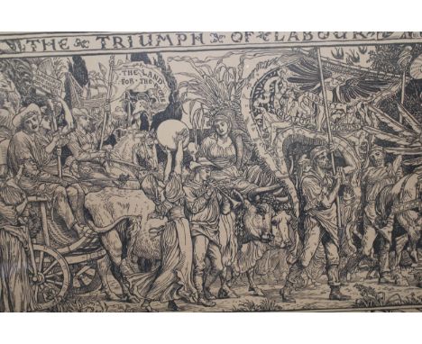 Walter Crane, woodcut engraving, ' The Triumph of Labour ', monogrammed within the plate, 36 x 83cmSome foxing to bottom edge
