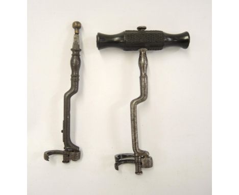 19th Century steel and ebonised handled tooth removal tool by Maw and another (lacking turned handle) 