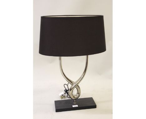 Porta Romana, stylised silver plated twin branch table lamp 