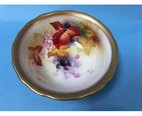 Royal Worcester bowl, decorated with brambles, signed K.Blake