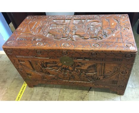 Carved Oriental camphorwood trunk 
