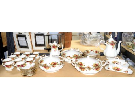 Royal Albert China, Old Country Roses, a part service to comprise eleven coffee cups and saucers, coffee pot, milk jug with l