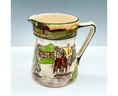 Bone china pitcher depicting a Yokel and Motorist and trees on the reverse. Royal Doulton backstamp. Issued: 20th CenturyDime