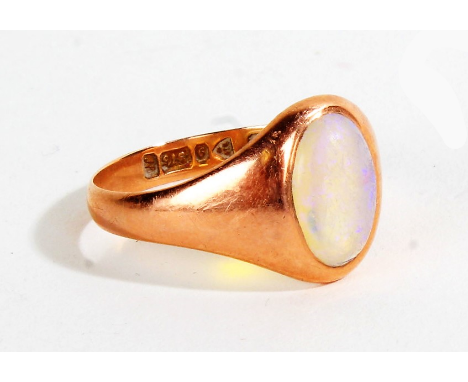 9 carat gold ring set with an opal, ring size R gross weight 2.9 grams&nbsp;