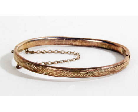 Silver bangle with floral decoration, 6cm diameter&nbsp;