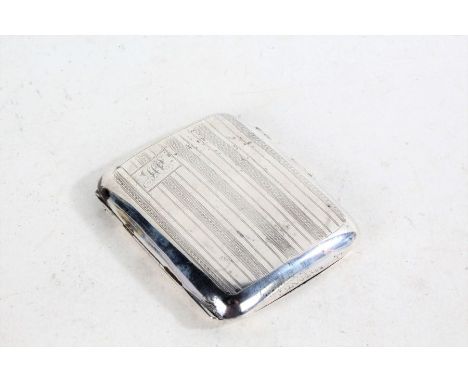 George V silver cigarette case, Birmingham 1925, maker M H Meyer Ltd. the engine turned exterior with cartouche initialled HP