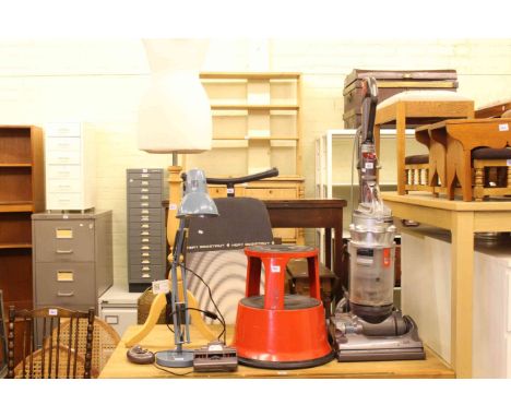 Dyson upright vacuum cleaner, angle poise lamp, kick-step, display mannequin and ironing board (5).