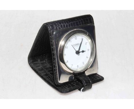 Carrs silver mounted travel clock.