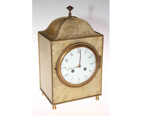 1920's French shagreen and gilt metal mantel clock, the movement stamped Vincent, Fabrigue de Paris, 30cm.