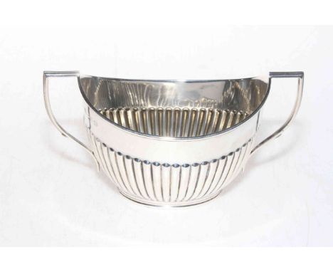 Silver part fluted sugar basin, London 1908.
