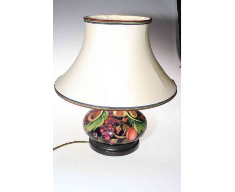 Moorcroft Pottery Queens Choice table lamp and shade, with box, 18cm to top of pottery.