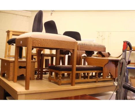 Collection of nine various stools including two cabriole leg, fender stool, etc.