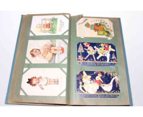 Album of artist signed postcards inc: Mabel Lucie Attwell (47), Louis Wain, Phyllis Cooper novelty squeak cards, Margaret Tar